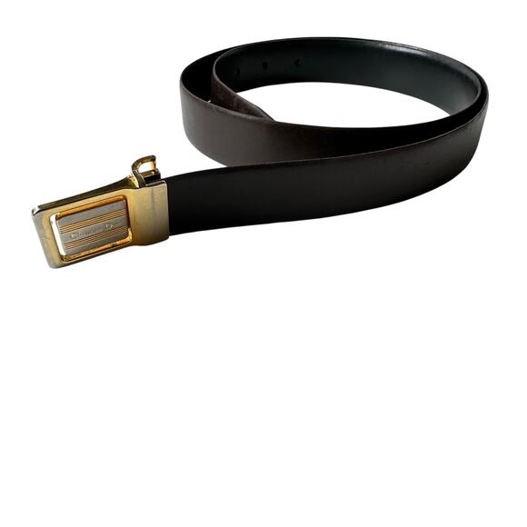 Vintage Christian Dior Leather Belt Black Brown Reversible Men's Size 36 - Picture 5 of 11
